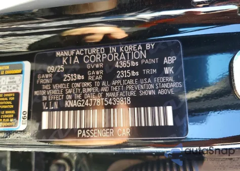 2026 Kia K5 Lxs from USA, damaged, VIN KNAG24J78T5439818